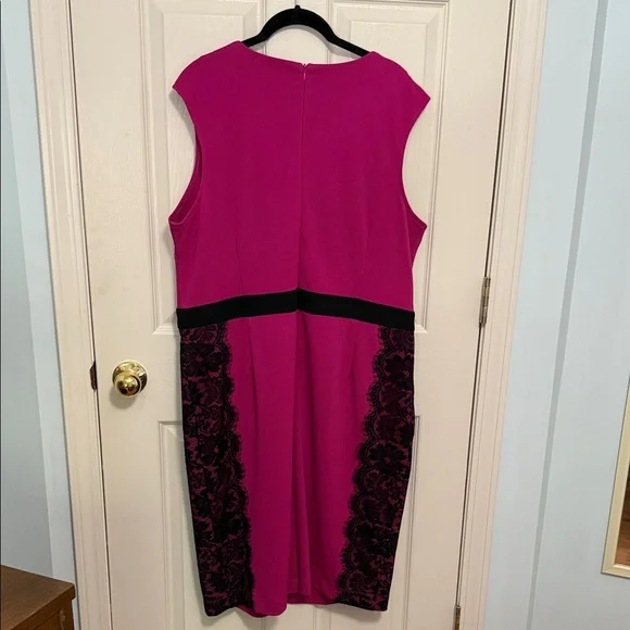 Danny & Nicole Fuchsia and Black Lace Midi Dress - Picture 3 of 3